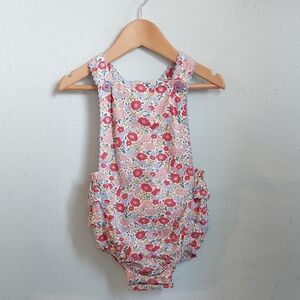 Baby Boden Floral One Piece - Pink and White